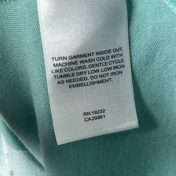 Alfred Dunner Womens Knit Top 1X Aqua‎ Blue Pearl Twist 3/4 Sleeve Easter Office - Picture 10 of 11